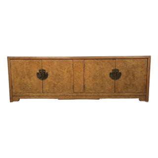 Mid 20th Century Modern Burl and Brass Credenza by Thomasville For Sale