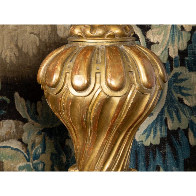 19th Century Italian Carved Giltwood Fragments Made into Lamps on Lucite - a Pair For Sale - Image 9 of 10
