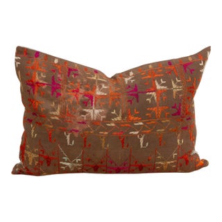 Firozpur, Antique Phulkari Lumbar Pillow Cover For Sale