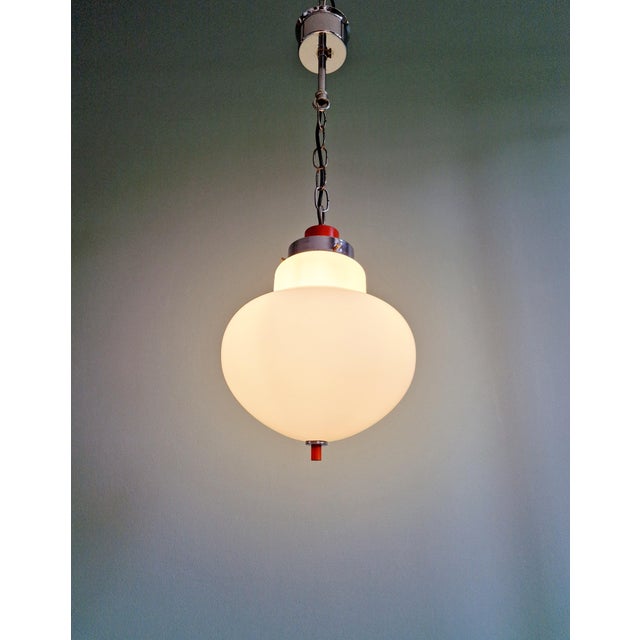 Space Age Pendant Light in White Opaline, 1970 For Sale - Image 4 of 13