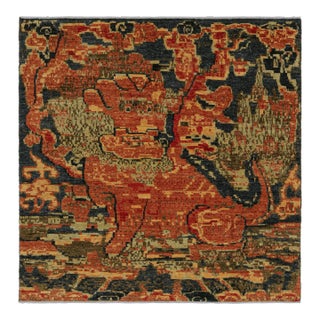 Rug & Kilim’s Modern Pictorial “Kirin” Abstract Square Rug in Blue For Sale