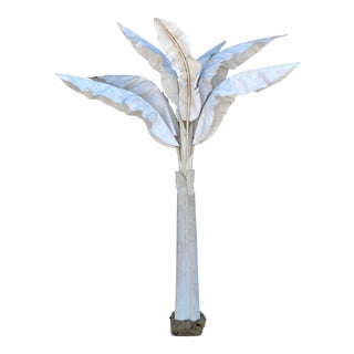 Vintage Gessoed Canvas Palm Tree For Sale