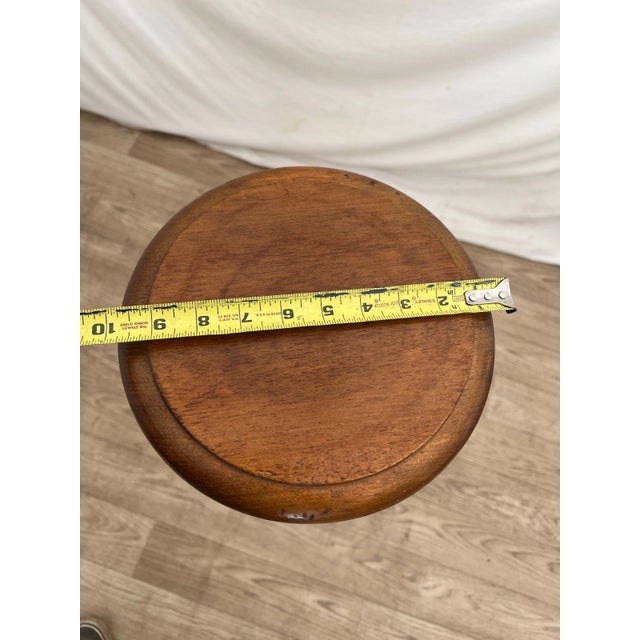 Brown Vintage Plant Stand Tall Table Barley Twist Pedestal Column Round Top Walnut 1a For Sale - Image 8 of 9