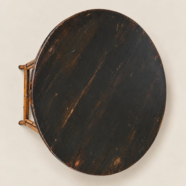 Mid 20th Century Vintage Burnt Bamboo Chinese Chippendale Brighton Pavilion Style Chinoiserie Side Table For Sale - Image 5 of 7