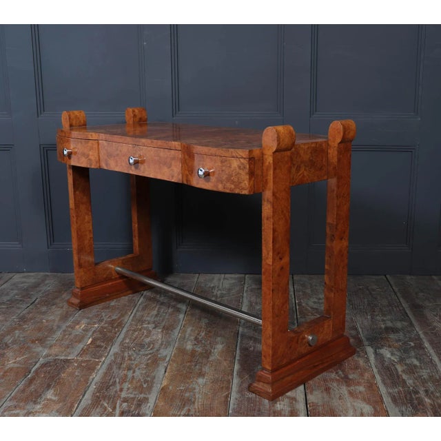 French Art Deco Console Table in Burr Maple, 1930s For Sale - Image 12 of 14