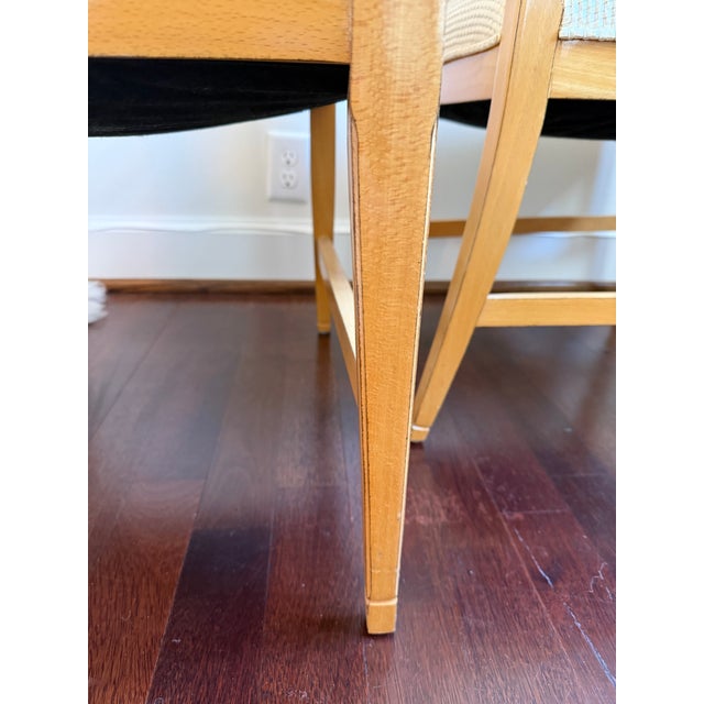 Sand Pair of Custom Piano Chairs With Woven Leather Seats For Sale - Image 8 of 8