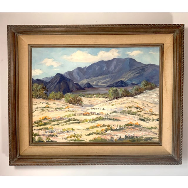 Mid 20th Century "Mount San Jacinto, Palm Springs" Oil Painting on Canvas, Framed For Sale - Image 11 of 11