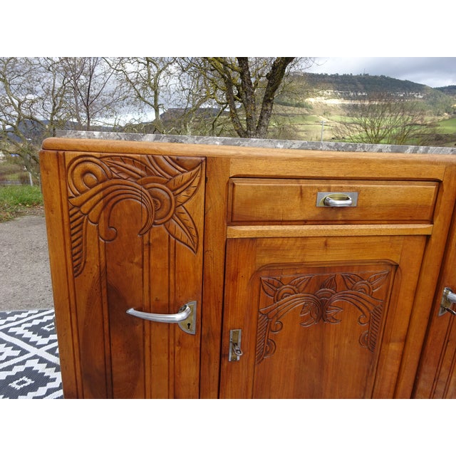 Brown Art Deco Buffet in Walnut and Gray Marble, 1930s For Sale - Image 8 of 18