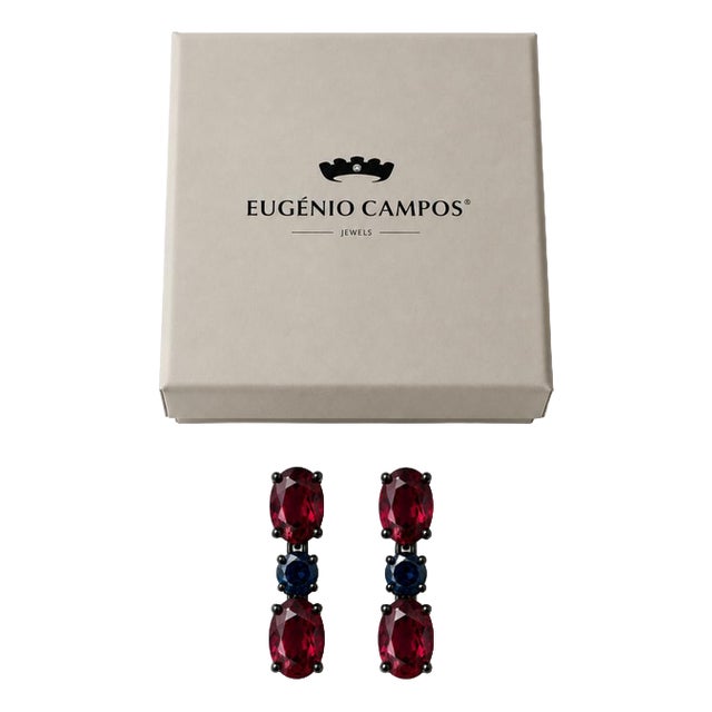 Portuguese Black and Red Earrings, Set of 2 For Sale