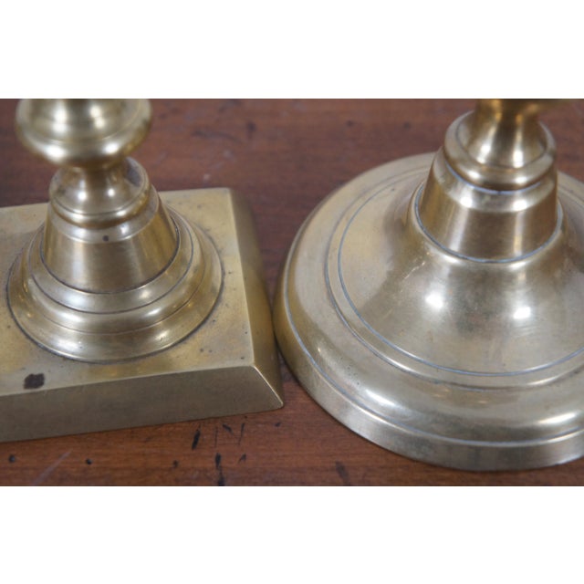 Antique English Spun Brass Push Up Candle Holders- Set of 3 For Sale - Image 10 of 12