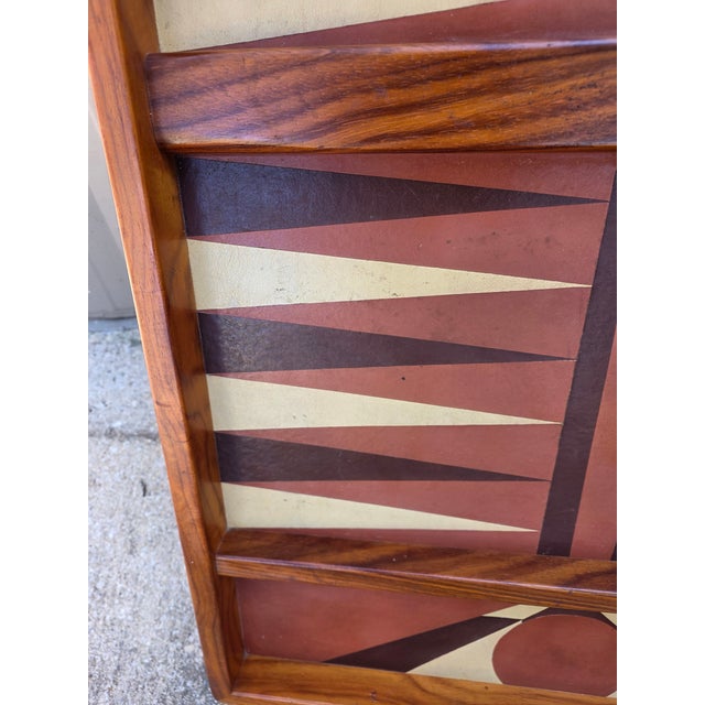 Vintage Gameboard With Leather Gaming Surface For Sale - Image 4 of 10