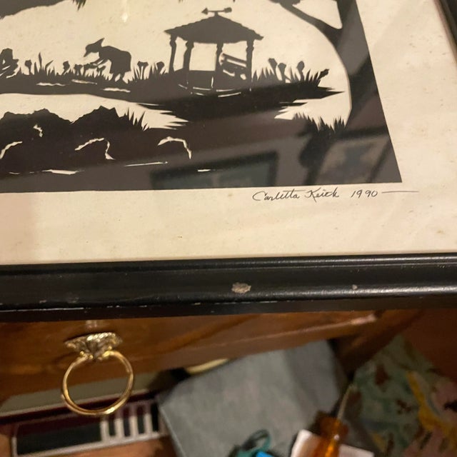 1990s Woman Gardening Silhouette in Black Frame For Sale In Columbia, SC - Image 6 of 7