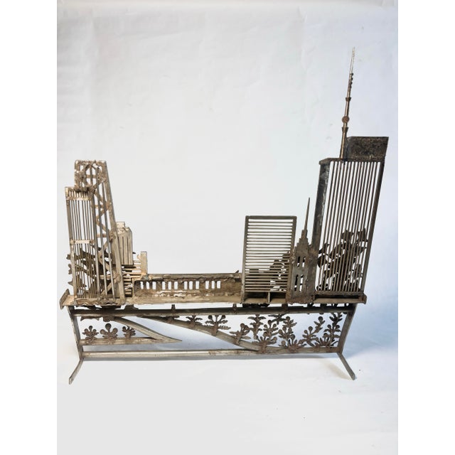 20th C. MCM Chicago Skyline Welded Metal Sculpture For Sale - Image 9 of 10