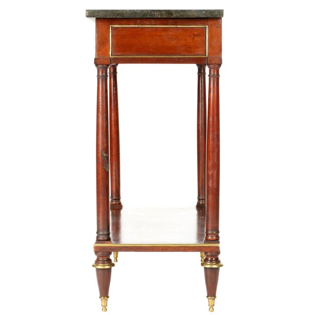 Wood French Louis XVI Mahogany Marble Top Console Table For Sale - Image 7 of 9