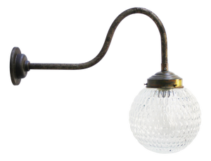 Mid-Century Modern Cast Iron Wall Light in Brass and Clear Glass