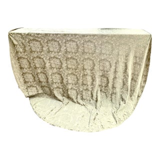 Vintage Waterford Linen Oval Tablecloth Medallion Floral Damask Jacquard Fabric in Sage Green For Sale