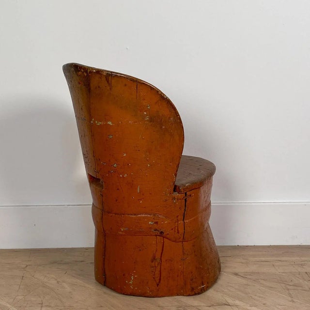 Circa 19th Century Rustic Painted Dug Out Chair, Denmark For Sale In San Francisco - Image 6 of 8
