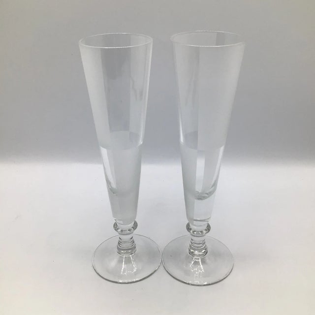 Glass Nautica Frost Block Champagne Flutes-Set of 2 For Sale - Image 7 of 12