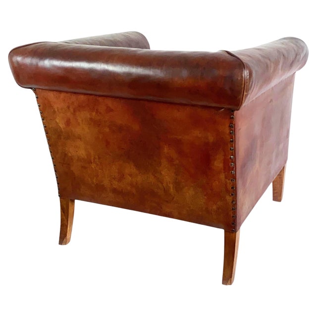 Sofa and Armchairs in Leather Uphostestery, 1920s, Set of 3 For Sale - Image 15 of 18