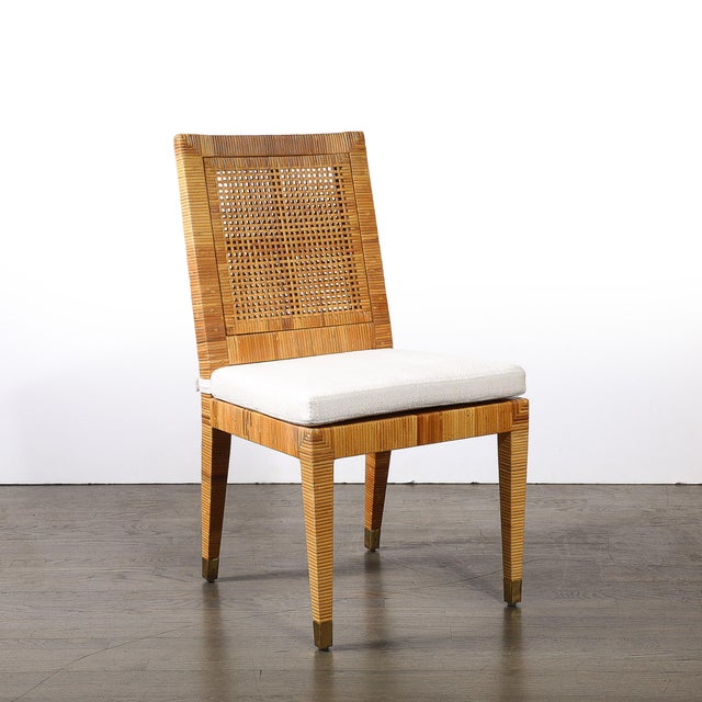 Mid-Century Rattan & Bamboo Wrapped & Upholstered Chair Signed Bielecky Brothers For Sale - Image 15 of 17