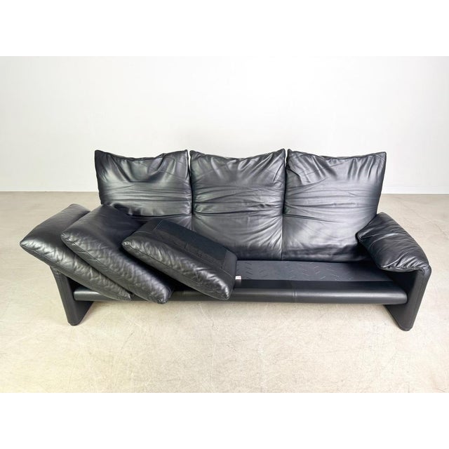 Black Maralunga 3-Seater Sofa by Vico Magistretti for Cassina For Sale - Image 8 of 11
