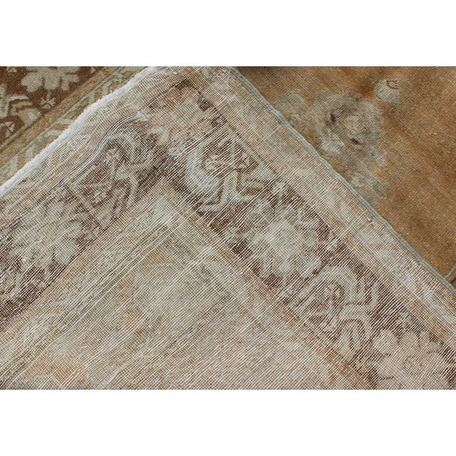 Vintage Oushak Rug in Brown, L. Orange, Camel, L. Green & Taupe Gray For Sale In Atlanta - Image 6 of 7