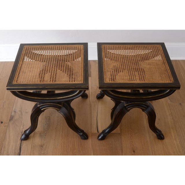 Neoclassical X-Frame Stools With Leather Cushions - A Pair For Sale - Image 13 of 17