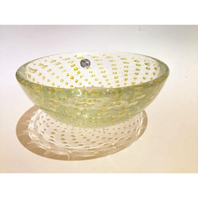 Gold Infused Bubbles Italian Murano Glass Bowl For Sale - Image 12 of 12