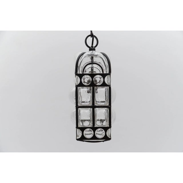 Iron and Clear Bubble Glass Ceiling Lamp by Helena Tynell, Germany, 1960s For Sale - Image 6 of 18