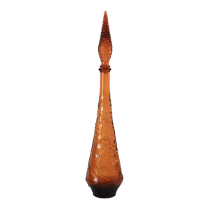 Vintage Italian Empoli Genie Bottle Amber Glass Decanter