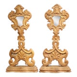 Pair of 19th Century Italian Baroque Giltwood Church Reliquary Mirrors For Sale