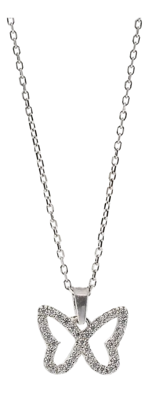 Silver Sparkly Butterfly Necklace