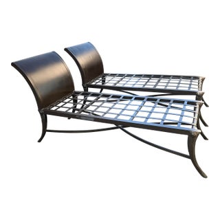 Modern Mid Century Klismos Style Patio Chaise Lounges - Pair For Sale