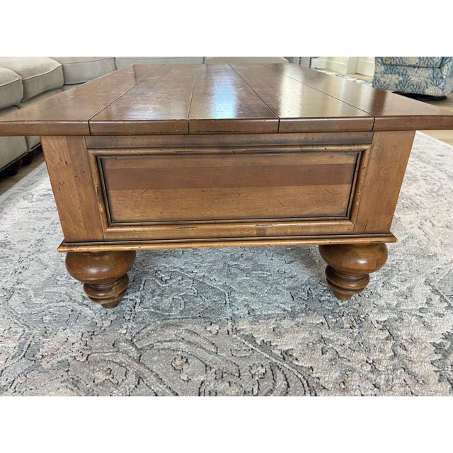 2000 - 2009 Ethan Allen Wood Coffee Table and End Table With Drawers For Sale - Image 5 of 11