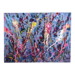Large Splatter Painting Abstract Mid Century Modern Paint Splash Art Manner of Jackson Pollock