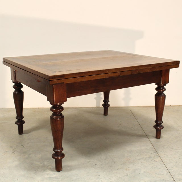 Extendable Louis Philippe pull out table In solid walnut - with drawer Mid-19th century period - Louis Philippe Origin...