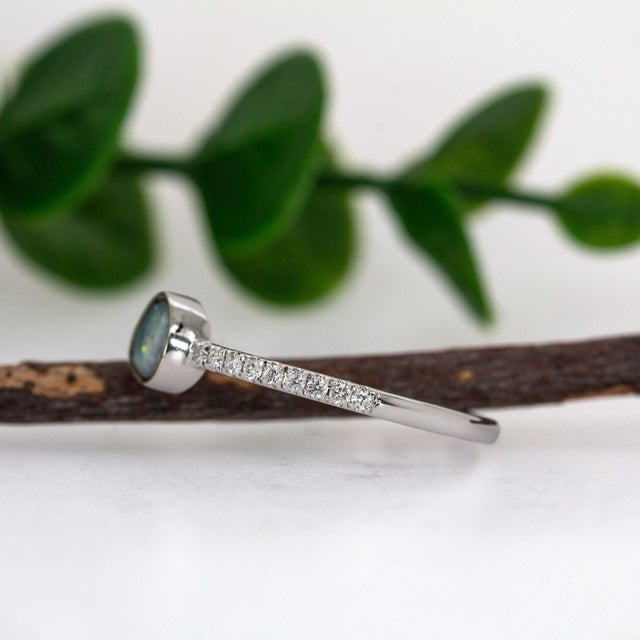 2020s Australian Boulder Opal Ring With Diamond Pave Shank in 14k Solid Gold, Size 6.75 For Sale - Image 5 of 7
