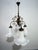 Art Nouveau-style three-light chandelier, opaline glass, 1960 Brass frame, good condition, intact glass. Diameter 73 cm...