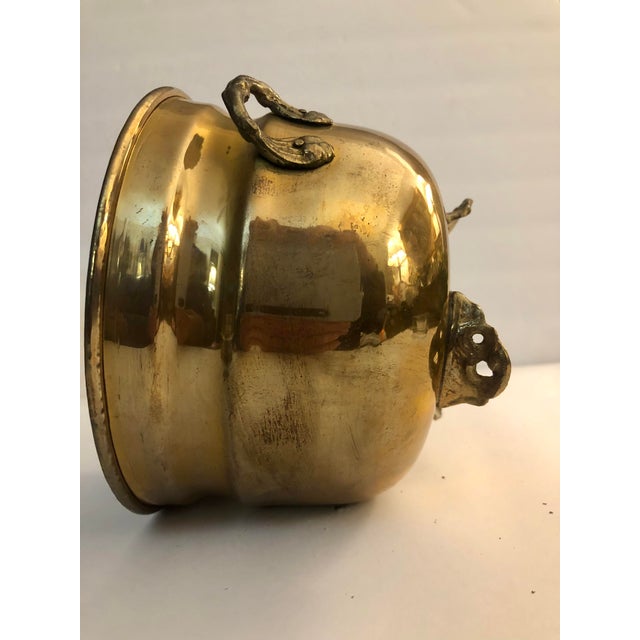 Mid 20th Century Mid 20th Century Vintage Solid Brass Footed Planter With Handles For Sale - Image 5 of 9