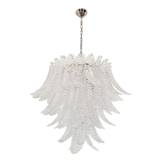 Murano Glass Leaves Chandelier For Sale