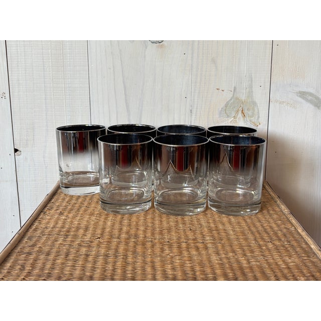 Mid-Century Modern Mid 20th Century Mid Century Modern Silver Fade Cocktail Glasses - Set of 7 For Sale - Image 3 of 14