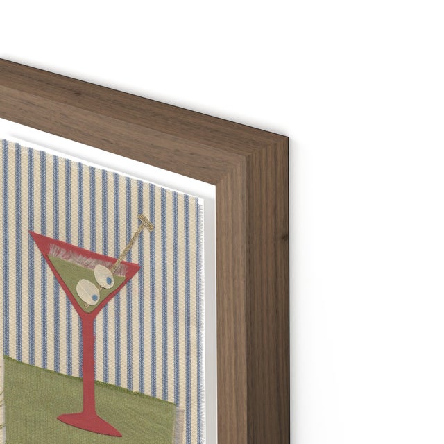 DESCRIPTION: Honey the Martini by Willa Heart in Walnut Frame, Mini Art Print This is a print of a handmade fabric...