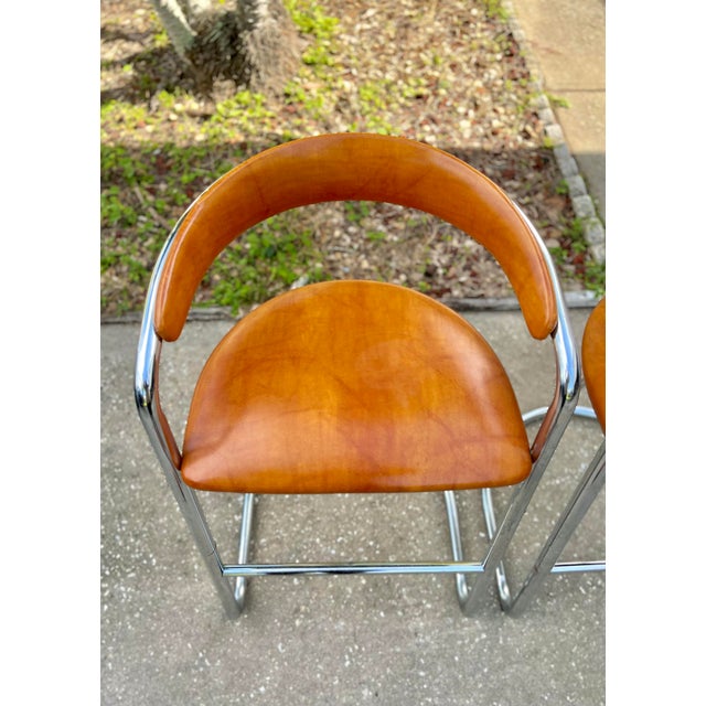 Vintage Pair of Bar Stools by Cosco Orange + Tubular Chrome Chairish