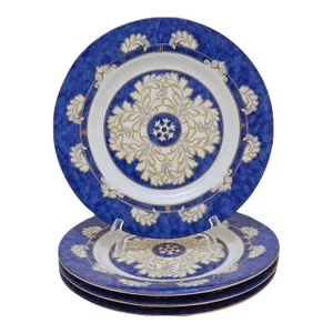 Late 20th Century Christofle Aida Bleu Salad Plates - Set of 4