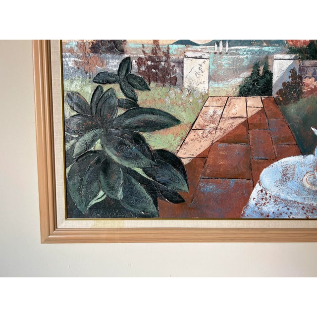 Wood 1980's Lee Reynolds Tropical - Coastal Garden Landscape Painting, Framed For Sale - Image 7 of 13