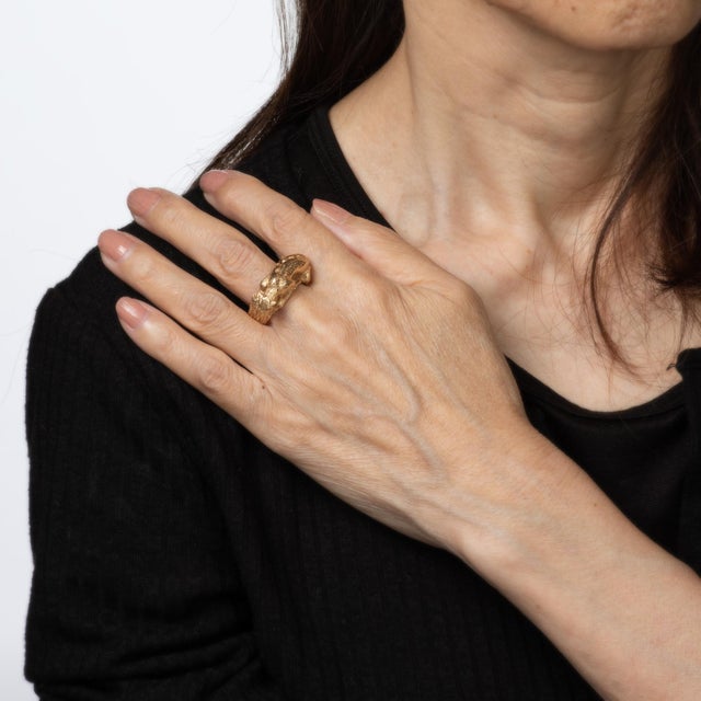 Gold Mid 20th Century Panther Ring Vintage Heavy 16.6 Gm 14k Yellow Gold Fine Animal Jewelry Sz 8.75 For Sale - Image 8 of 9