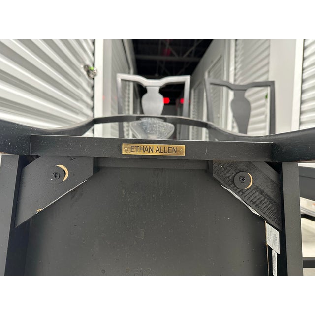 Farmhouse Ethan Allen Maddox Dining Chairs in Charcoal Finish- Set of 4 For Sale - Image 3 of 12