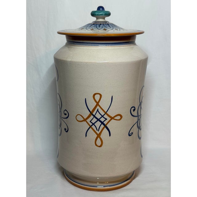 Ceramic Deruta Italian Art Pottery Francesca Niccacci Hand Painted Large 17” Apothecary Pharmacy Jar For Sale - Image 7 of 12