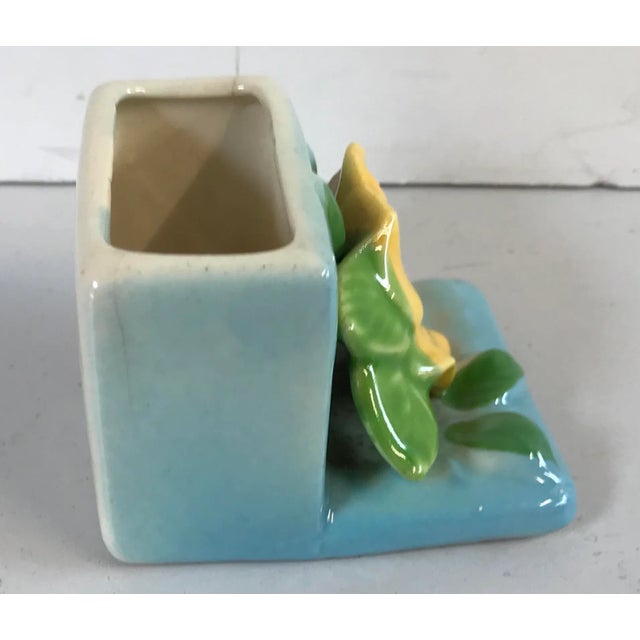 Mid-Century Modern Vintage Zanesville Usa Small Planter With Flower Design For Sale - Image 3 of 9