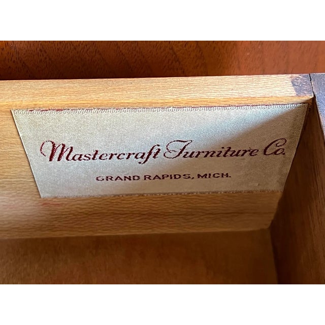 1960s Pair of Mastercraft 1960's Burl Maple and Brass 2-Door Cabinets For Sale - Image 5 of 8